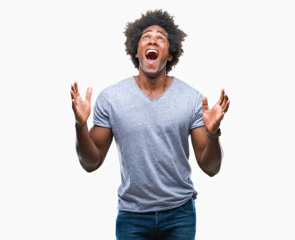 Hombre Afroamericano Sobre Fondo Aislado Celebrando Loco Loco Por Éxito — Foto de Stock