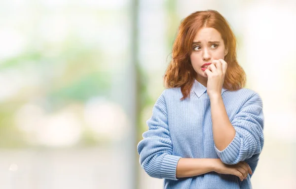 Junge Schöne Frau Mit Isoliertem Hintergrund Die Einen Winterpullover Trägt — Stockfoto