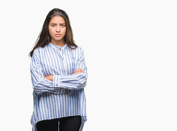 Ung Vacker Arabisk Kvinna Över Isolerade Bakgrund Skeptiker Och Nervös — Stockfoto