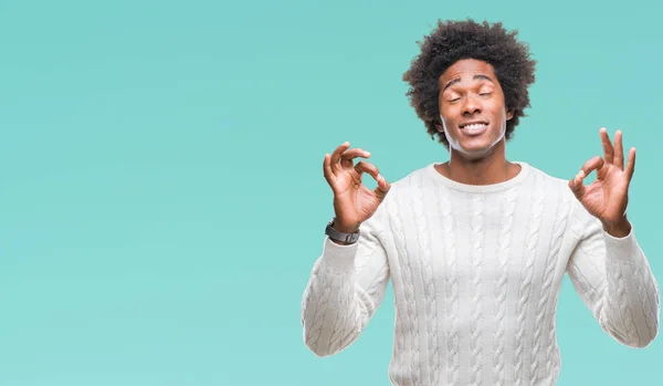 Homem Afro Americano Sobre Fundo Isolado Relaxar Sorrir Com Olhos — Fotografia de Stock