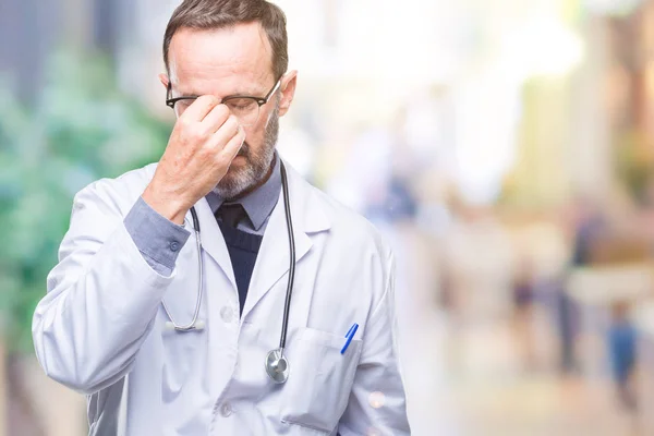 Middle Age Senior Hoary Doctor Man Wearing Medical Uniform Isolated — Stock Photo, Image