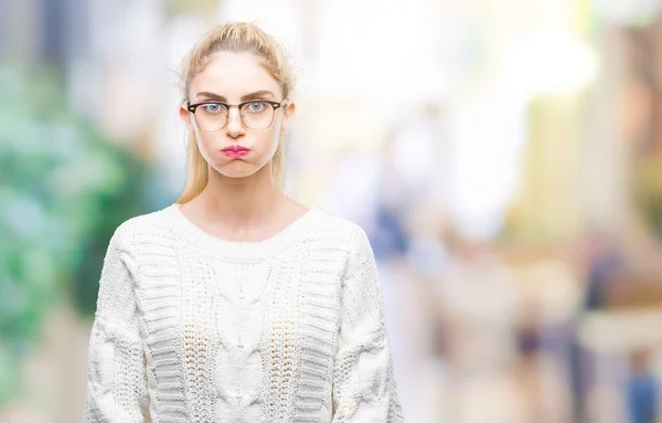 Ung Vacker Blond Kvinna Som Bär Glasögon Över Isolerade Bakgrund — Stockfoto