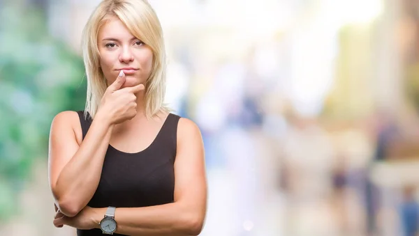 Young Beautiful Blonde Attractive Woman Wearing Elegant Dress Isolated Background — Stock Photo, Image