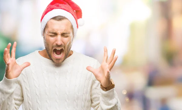 Joven Hombre Guapo Con Sombrero Santa Claus Sobre Fondo Aislado — Foto de Stock