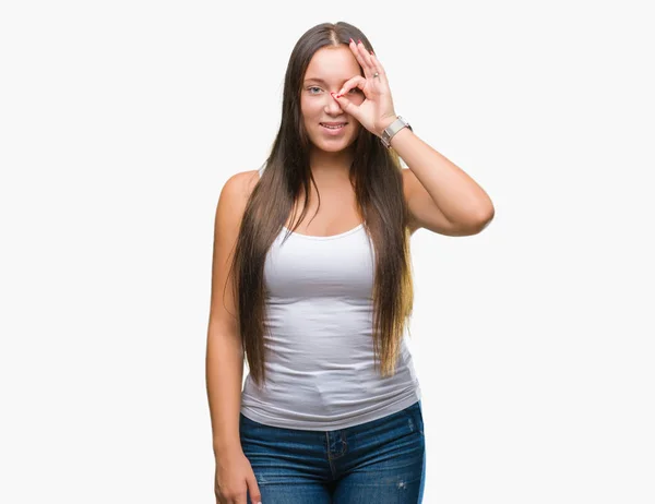 Jovem Caucasiano Bela Mulher Sobre Fundo Isolado Fazendo Gesto — Fotografia de Stock