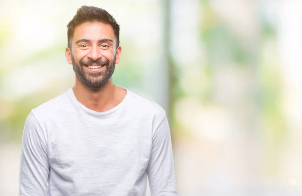 Hombre Hispano Adulto Sobre Fondo Aislado Con Una Sonrisa Feliz —  Fotos de Stock