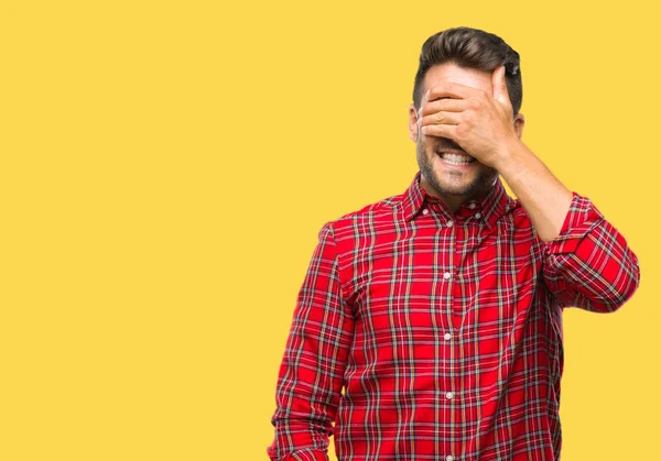 Junger Gutaussehender Mann Mit Isoliertem Hintergrund Lächelnd Und Lachend Mit — Stockfoto