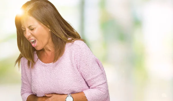 Volwassen Vrouw Mooie Middenleeftijd Winter Trui Dragen Geïsoleerd Achtergrond Met — Stockfoto