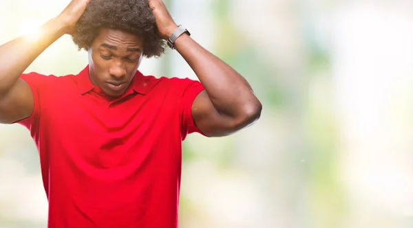 Homem Afro Americano Sobre Fundo Isolado Sofrendo Dor Cabeça Desesperada — Fotografia de Stock