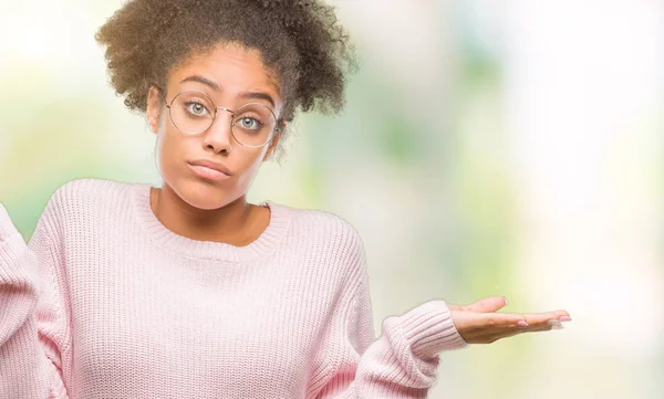 Giovane Donna Afro Americana Che Indossa Occhiali Sfondo Isolato Espressione — Foto Stock