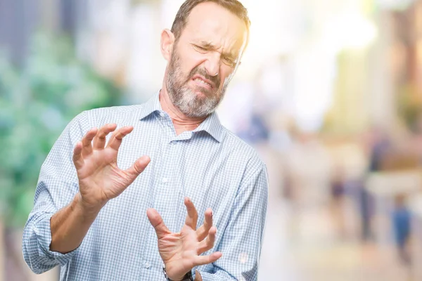 Middelbare Leeftijd Hoary Senior Zakenman Geïsoleerde Achtergrond Walgen Expressie Ontevreden — Stockfoto