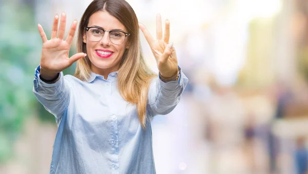 Junge Schöne Geschäftsfrau Trägt Eine Brille Über Isoliertem Hintergrund Und — Stockfoto