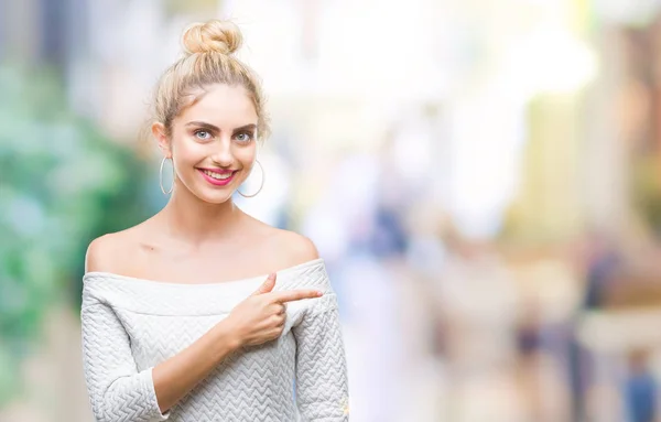 Joven Hermosa Rubia Ojos Azules Mujer Sobre Fondo Aislado Alegre — Foto de Stock