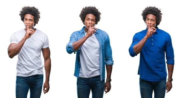 Koláž Afrických Amerických Mladík Košili Obchodní Muž Izolované Pozadí Chce — Stock fotografie
