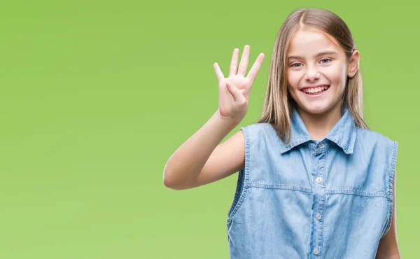 Молодая Красивая Девушка Изолированном Фоне Показывая Показывая Пальцами Номер Четыре — стоковое фото