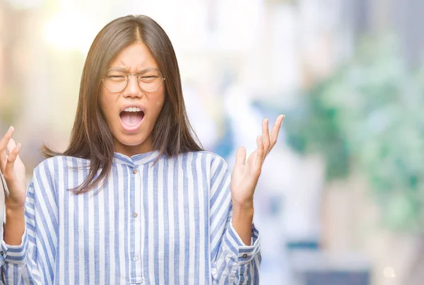 Young Asian Woman Isolated Background Celebrating Mad Crazy Success Arms — Stock Photo, Image