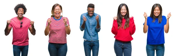 Samenstelling Van Afro Amerikaanse Spaanse Chinese Groep Mensen Geïsoleerde Witte — Stockfoto