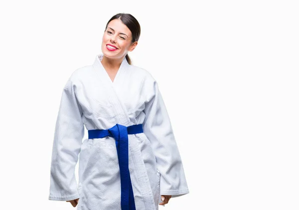 Junge Schöne Frau Trägt Karate Kimono Uniform Über Isoliertem Hintergrund — Stockfoto
