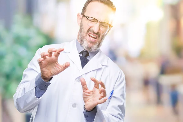 Middelbare Leeftijd Senior Hoary Professionele Man Dragen Witte Vacht Geïsoleerde — Stockfoto