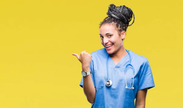 Junge Geflochtene Haare Afrikanisch Amerikanische Mädchen Professionelle Chirurgin Über Isolierten — Stockfoto