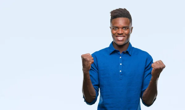 Jovem Afro Americano Sobre Fundo Isolado Celebrando Surpreso Surpreso Pelo — Fotografia de Stock