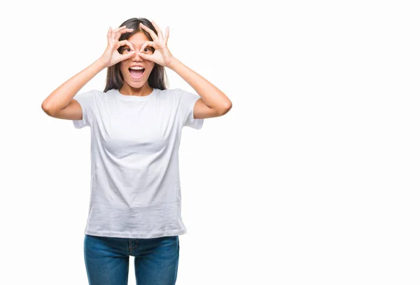 Young Asian Woman Isolated Background Doing Gesture — Stock Photo, Image