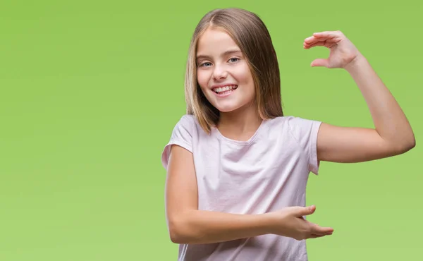 Νεαρό Όμορφο Κορίτσι Πάνω Από Απομονωμένο Φόντο Gesturing Χέρια Που — Φωτογραφία Αρχείου