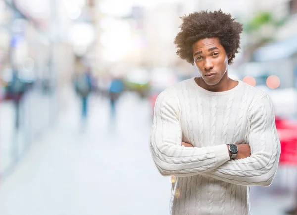 Uomo Afroamericano Sfondo Isolato Scettico Nervoso Espressione Disapprovazione Sul Viso — Foto Stock