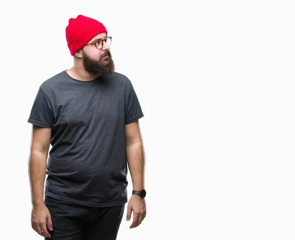 Young Caucasian Hipster Man Wearing Glasses Isolated Background Looking Away — Stock Photo, Image