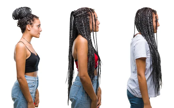 Collage Vackra Flätade Hår Afroamerikanska Kvinna Med Födelse Märke Över — Stockfoto