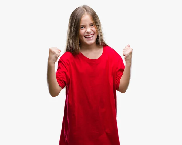 Young Beautiful Girl Isolated Background Very Happy Excited Doing Winner — Stock Photo, Image