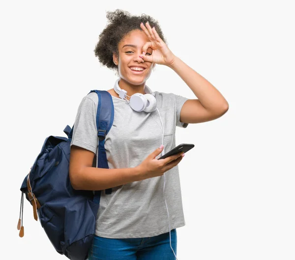 Ung Vacker Afro Amerikansk Student Kvinna Som Håller Ryggsäck Över — Stockfoto