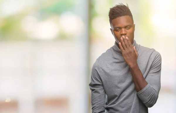 Jonge Afro Amerikaanse Man Geïsoleerde Achtergrond Verveeld Geeuwen Moe Die — Stockfoto