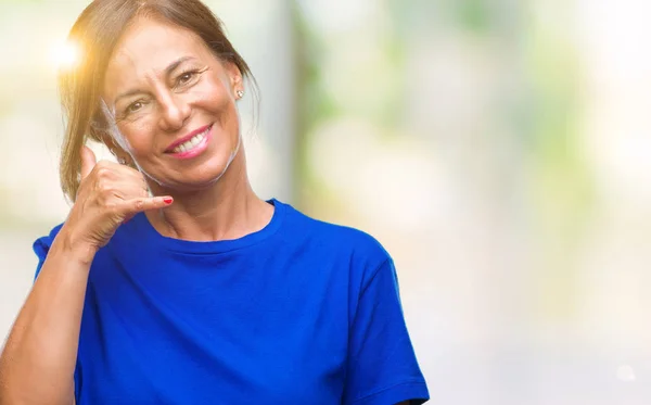 Mujer Hispana Mayor Mediana Edad Sobre Fondo Aislado Sonriendo Haciendo —  Fotos de Stock