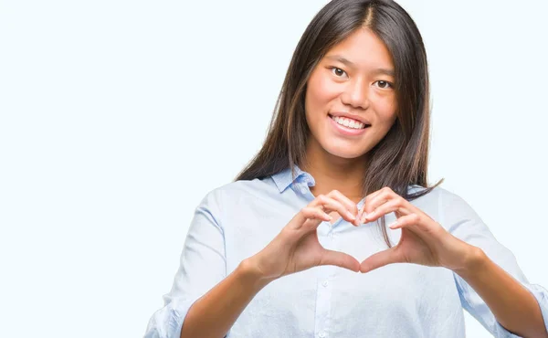 Junge Asiatische Geschäftsfrau Mit Isoliertem Hintergrund Die Verliebt Lächelt Und — Stockfoto
