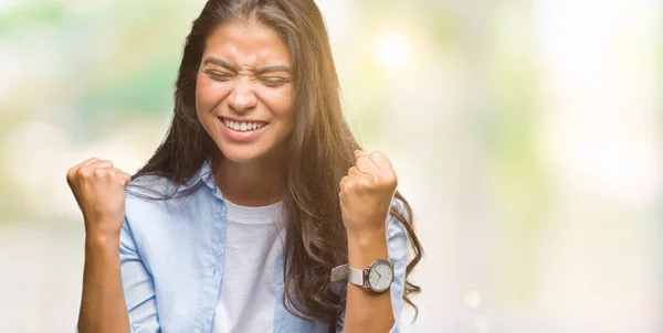 Ung Vacker Arabisk Kvinna Över Isolerade Bakgrund Mycket Glad Och — Stockfoto