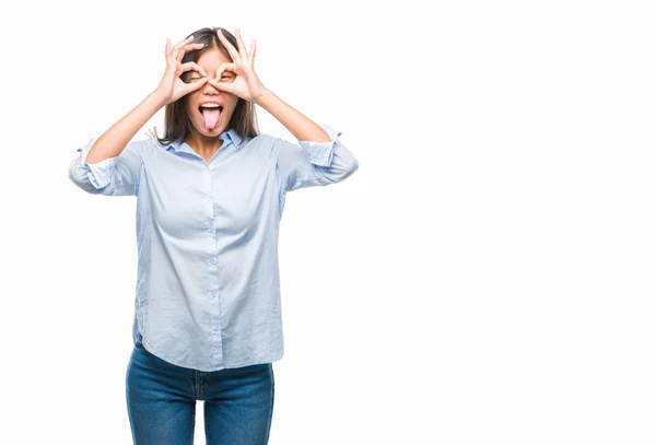 Joven Mujer Negocios Asiática Sobre Fondo Aislado Haciendo Buen Gesto — Foto de Stock