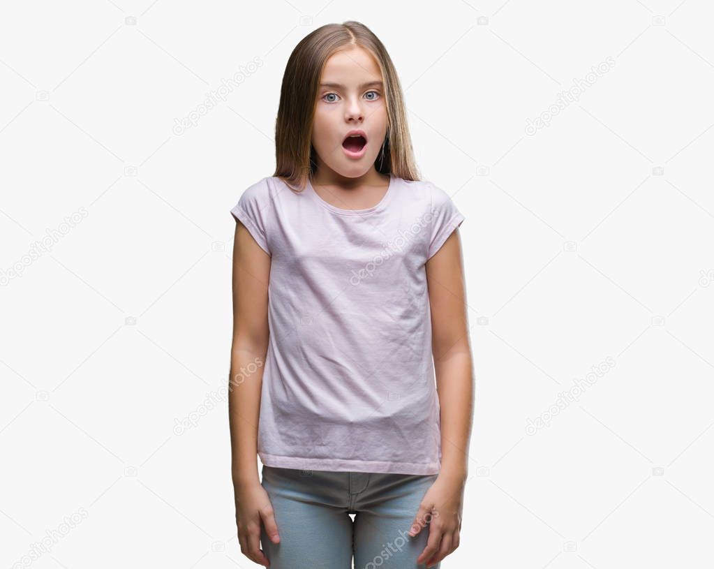 Young beautiful girl over isolated background afraid and shocked with surprise expression, fear and excited face.