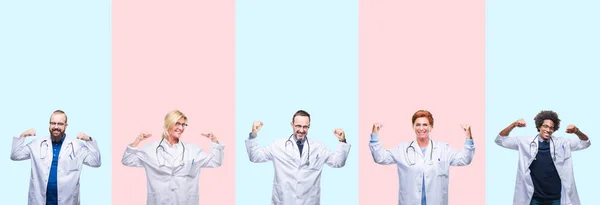 Collage Group Professionals Doctors Wearing Medical Uniform Isolated Background Showing — Stock Photo, Image