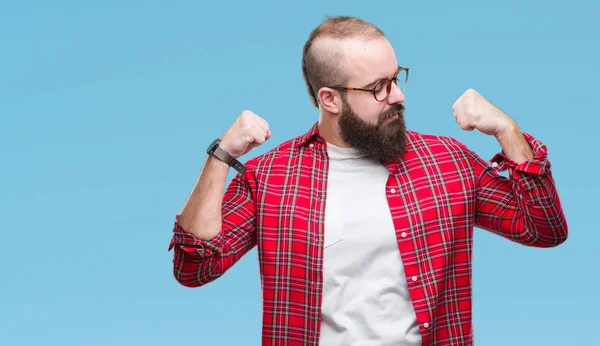 Νέοι Καυκάσιος Hipster Άνθρωπος Φορώντας Γυαλιά Πάνω Από Απομονωμένες Φόντο — Φωτογραφία Αρχείου