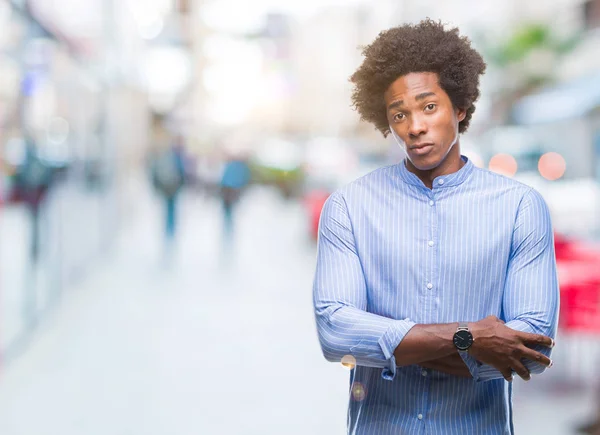 Uomo Afroamericano Sfondo Isolato Scettico Nervoso Espressione Disapprovazione Sul Viso — Foto Stock