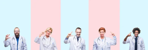 Collage Group Professionals Doctors Wearing Medical Uniform Isolated Background Smiling — Stock Photo, Image