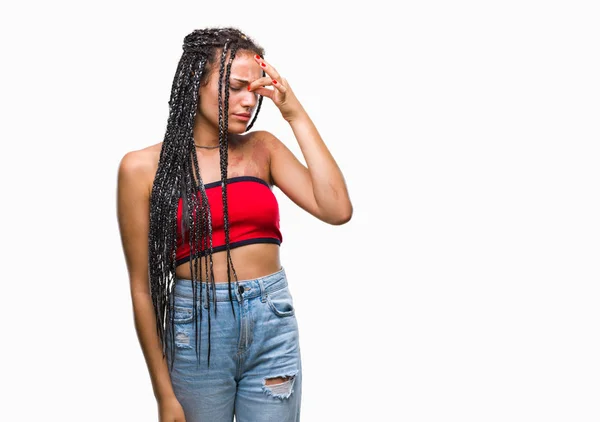 Cabelo Trançado Jovem Afro Americano Com Pigmentação Marca Nascimento Mancha — Fotografia de Stock