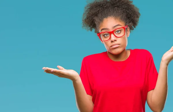 Young Afro American Woman Wearing Glasses Isolated Background Clueless Confused — Stock Photo, Image