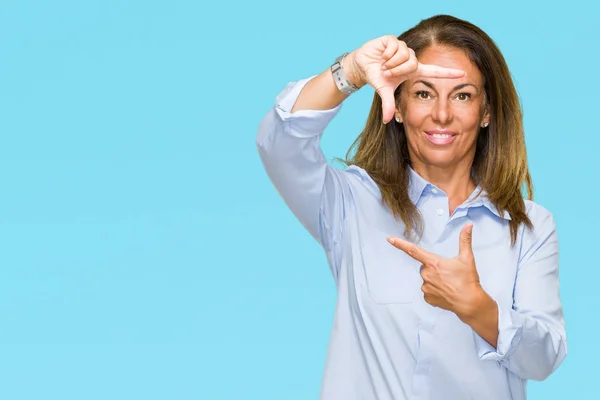 Schöne Erwachsene Frau Mittleren Alters Über Isolierten Hintergrund Lächelnd Rahmen — Stockfoto