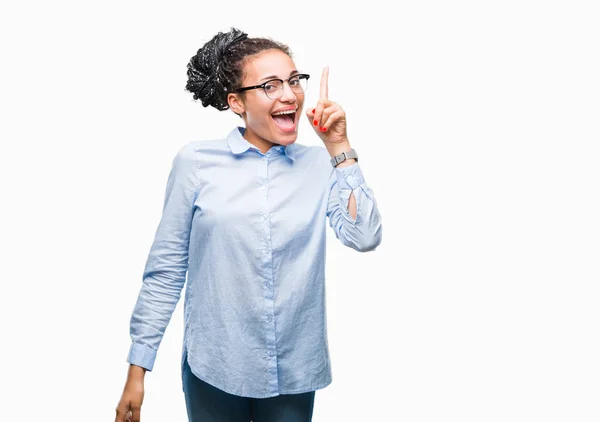 Young Braided Hair African American Business Girl Wearing Glasses Isolated — Stock Photo, Image