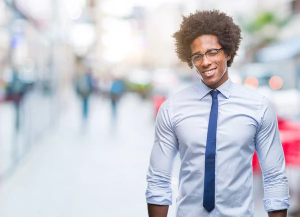Afro American Business Man Wearing Glasses Isolated Background Winking Looking — Stock Photo, Image