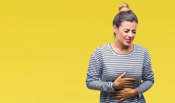 Junge Schöne Frau Lässig Streifen Pullover Über Isoliertem Hintergrund Mit — Stockfoto