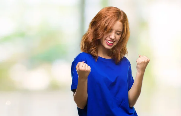 Young Beautiful Woman Isolated Background Very Happy Excited Doing Winner — Stock Photo, Image