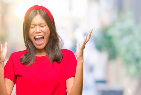 Junge Asiatin Mit Isoliertem Hintergrund Die Verrückt Und Erfolgsverrückt Mit — Stockfoto